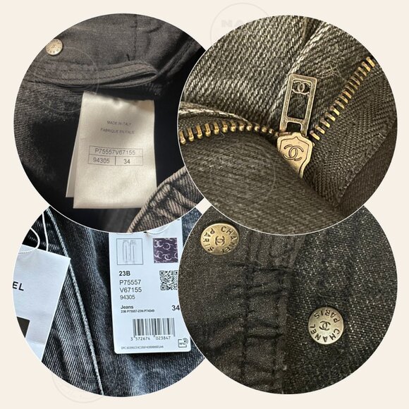 CHANEL 23B 2024 Runway Jeans 34 FR | Black Denim, White CC Logo, Baggy Oversized - Picture 5 of 14